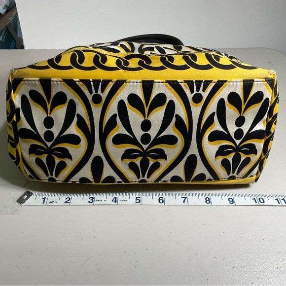 Talbots yellow, white, and black, coated cotton tote purse, like new - Picture 12 of 12